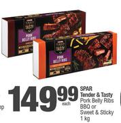 Spar Tender & Tasty Pork Belly Ribs BBQ Or Sweet & Sticky-1Kg