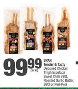 Spar Tender & Tasty Deboned Chicken Thigh Espetada Sweet Chilli BBQ,Roasted Garlic Butter-Per Kg