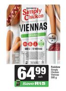 Rainbow Simply Chicken Viennas-500g