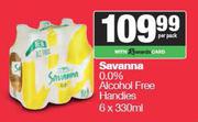 Savanna 0.0% Alcohol Free Handies-6 x 330ml