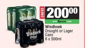 Windhoek Draught Or Lager Cans-For 2 x 6 x 500ml