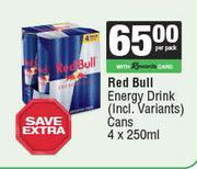 Red Bull Energy Drink Cans-4 x 250ml Per Pack