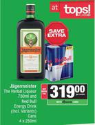 Jagermeister The Herbal Liqueur 750ml & Red Bull Energy Drink 4 x 250ml-For Both