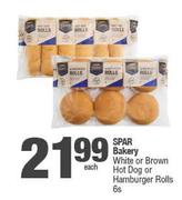 Spar Bakery White Or Brown Hot Dog Or Hamburger Rolls-6s