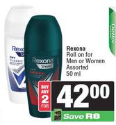 Rexona Roll On For Men Or Women Assorted-For 2 x 50ml
