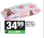 Johnson's Baby Wipes-56s Or 72s