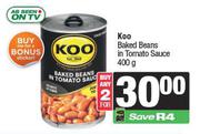 Koo Baked Beans In Tomato Sauce-For 2 x 400g