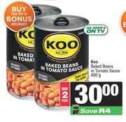 Koo Baked Beans In Tomato Sauce-For 2 x 400g