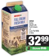 Spar Extra Shelf Life Full Cream Or Low Fat Milk-2L