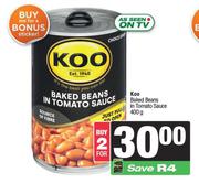 Koo Baked Beans In Tomato Sauce-For 2 x 400g