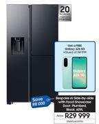 Samsung 609L Bespoke AI Side By Side With Food Showcase Door, Plumbed, Black RS80F64G2FFA
