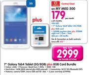 Samsung 7" Galaxy Tab4 Tablet(3G/8GB) + 8GB Card Bundle-On My MEG 500