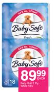 Baby Soft 2 Ply White-18's Each