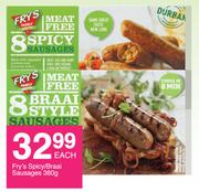 Fry's Spicy/Braai Sausages-380g Each
