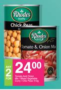 Tomato & Onion Mix/Mixed Vegetable Curry/Chic Peas 410g-For Any 2