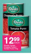 Rhodes Tomato Chopped Peeled/Tomato Puree-410g Each