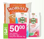 Ace Instant Porridge 1kg King Korn Morvite 1kg-For Any 3