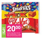 Nestle Large Bars Kitkat Chunky-40g/Kitkat 4 Finger/Barone/Tex/Smarties/Aero-For Any 3