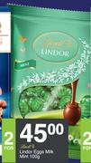 Lindt Lindor Eggs Milk Mint-For 2 x 100g