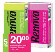Renova Red Label Scented Tissues 3 Ply-For 5 x 9's