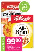 Kellogg's Corn Flakes 1.2Kg + Bran Flakes 1kg Combo-Per Combo