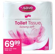 Save 2 Ply Toilet Roll-18's Pack Each