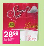Swan Soft 2 Ply Toilet Rolls-9's Each