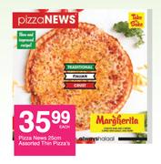 Pizza News 25cm Assorted Thin Pizza's-Each