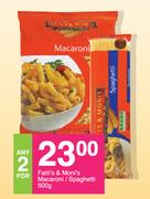 Fatti's & Moni's Macaroni/Spaghetti-For Any 2 x 500g