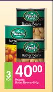 Rhodes Butter Beans-For 3 x 410g
