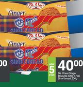 De Vries Ginger Biscuits 200g/ Risi Shortbread 200g-For Any 5