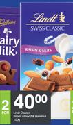 Lindt Classic Raisin Almond & Hazelnut-For 2 x 100g