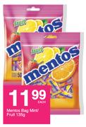 Mentos Bag Mint/Fruit-135g Each