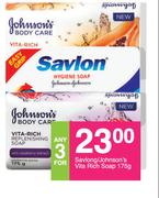 Savlon/Johnson's Vita Rich Soap-For Any 3 x 175g