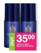 Yardley English Blazer Roll On-For Any 2 x 50ml
