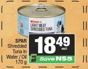 Spar Shredded Tuna In Water/Oil-170g Each