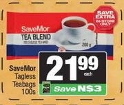 SaveMor Tagless Teabgs-100s Pack