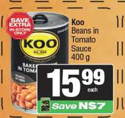 Koo Beans In Tomato Sauce-400g 