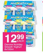 Danone Nutriday Smooth Yoghurt-6 x 100ml Each