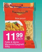 Fattis & Monis Macaroni/ Spaghetti-500g Each