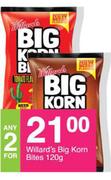 Willards Big Korn Bites-For Any 2 x 120g