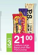 Cadbury Large Bars/Lunch Bar/PS/Crunchie-For Any 3