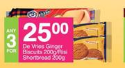 De Vries Ginger Biscuits 200g/Risi Shortbread 200g-For Any 3