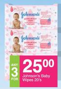 Johnson's Baby Wipes-For Any 3 x 20's