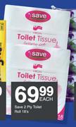Save 2 Ply Toilet Roll-18's Each