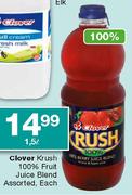 Clover Krush 100% Fruit Juice Blend Assorted, Each-1.5l