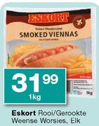 Eskort Rooi/Gerookte Weense Worsies, Elk-1kg