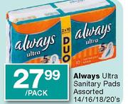 Always Ultra Sanitry Pads-14/16/18/20's