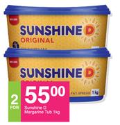 Sunshine D Margarine Tub-For 2 x 1Kg
