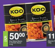 Koo Baked Beans In Tomato Sauce-For 5 x 410g